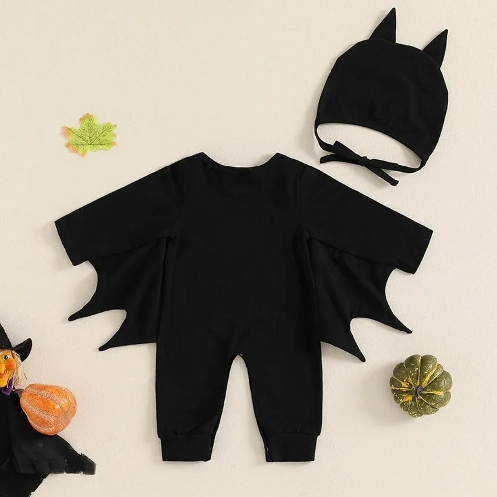Baby Boys Girls Bat Glow in the Dark Skeleton Halloween Romper Jumpsuit Costume - Picture 6 of 7